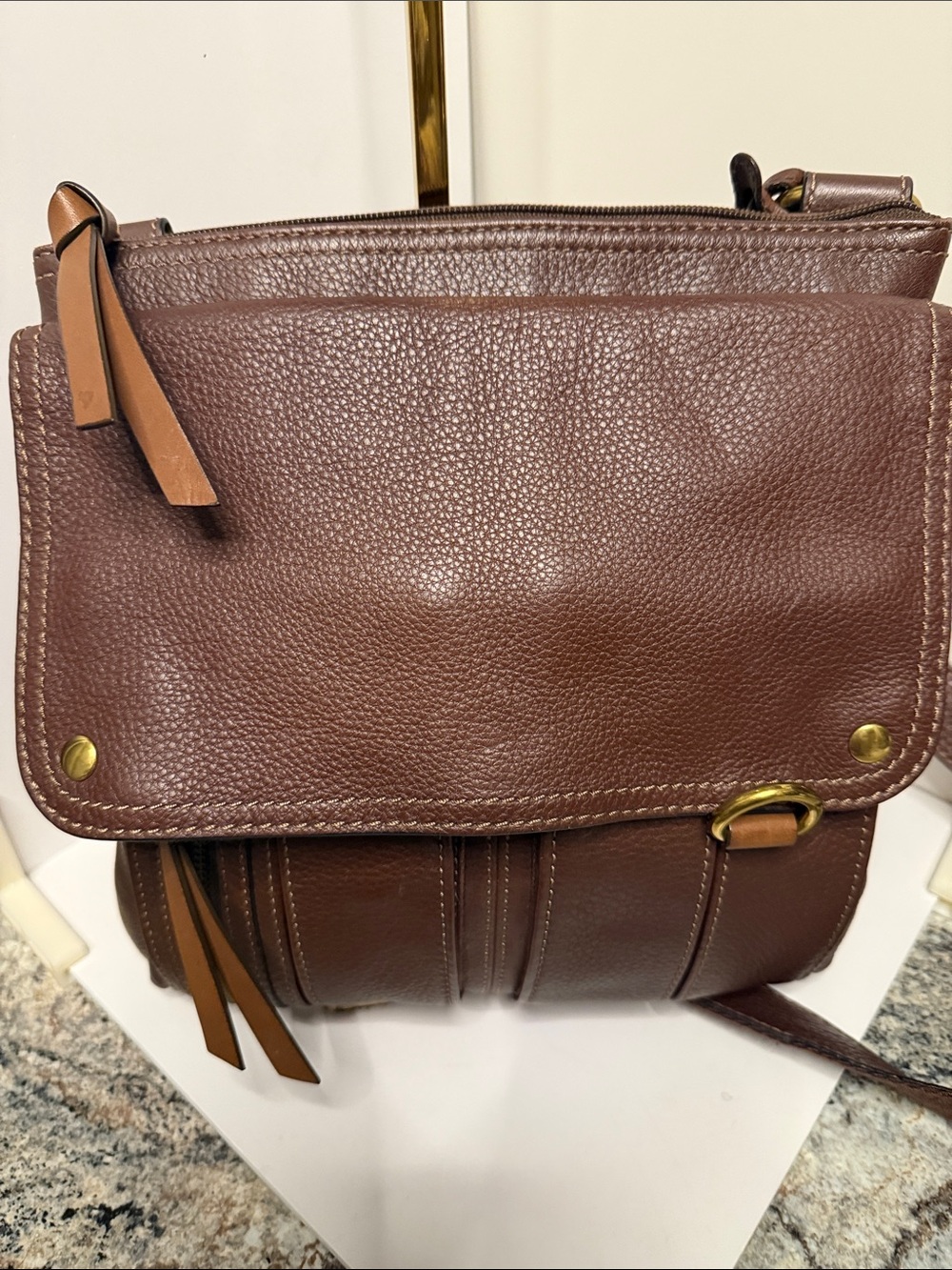 Fossil Brown Leather Crossbody Bag - Picture 8 of 10